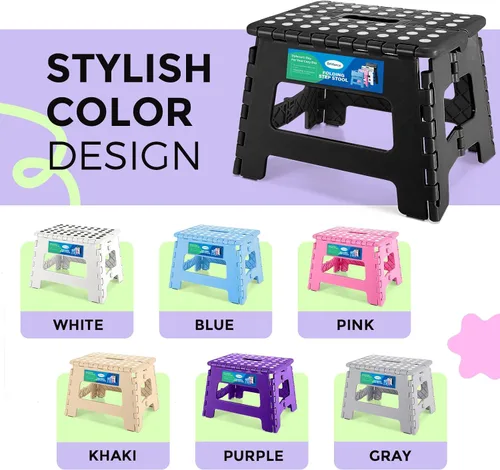 Miniatura 9 de Dyforce Taburete plegable de 9 pulgadas para niños y adultos, taburete de pie plegable y ligero para niños pequeños, cocina, baño, capacidad de 300