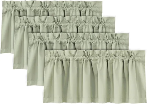 Miniatura 19 de H.VERSAILTEX Cenefas de cortina 100% opacas para ventanas, 2 paneles con aislamiento térmico, bolsillo para barra, pequeña cenefa corta para cocina