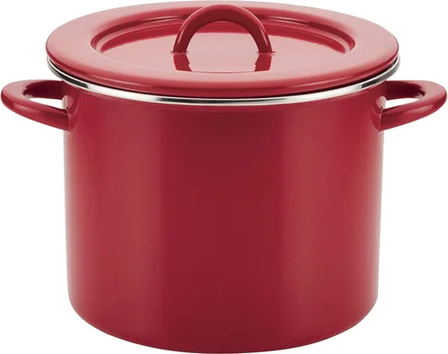 Miniatura 10 de Rachael Ray Olla esmaltada en acero con tapa, apta para inducción, 12 cuartos de galón, crema de almendras