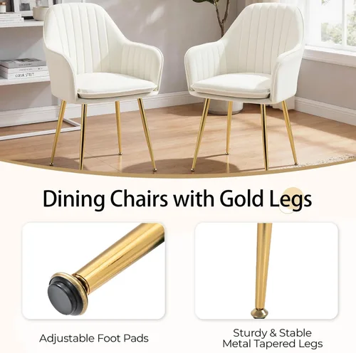 Miniatura 7 de AVAWING Modern Living - Juego de 2 sillas con reposabrazos decorativos para sala de estar, comedor, de terciopelo, tapizado, de mediados de siglo
