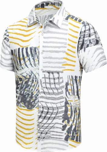Miniatura 39 de SheLucki - Camisa hawaiana para hombre, unisex, de manga corta, con botones, para la playa y el verano, ropa casual estampada con sombra de palmas