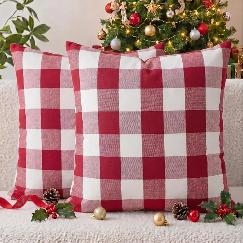 Miniatura 15 de CARRIE HOME Juego de 4 fundas de almohada a cuadros blancos y negros de 18 x 18 pulgadas para exteriores, decoración de granja a cuadros de búfalo