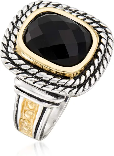 Miniatura 3 de Ross-Simons Black Onyx Ring in Sterling Silver and 14kt Yellow Gold