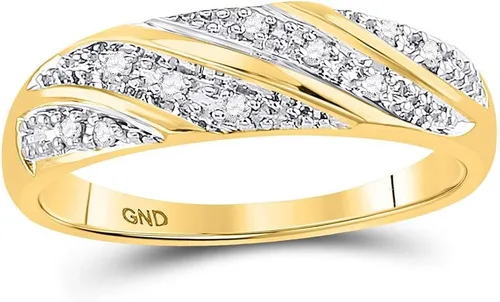 Miniatura 3 de Conjunto de anillos de compromiso de boda de oro amarillo sólido de 10 quilates para él y ella con diamantes redondos a juego de tres anillos