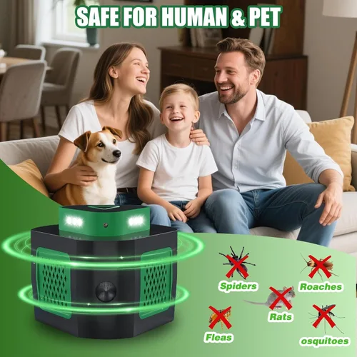 Miniatura 7 de Paquete de 1 repelente de ratas para ratones repelente de casa, disuasorio ultrasónico de ratones, trampa para ratones de 360° para interiores