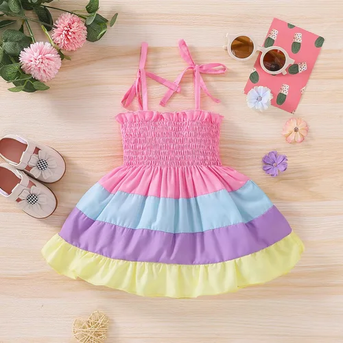 Miniatura 4 de Vestido de verano para niñas pequeñas, vestido de princesa sin mangas, cuello halter, tutú de playa, vestido de verano bohemio con tirantes