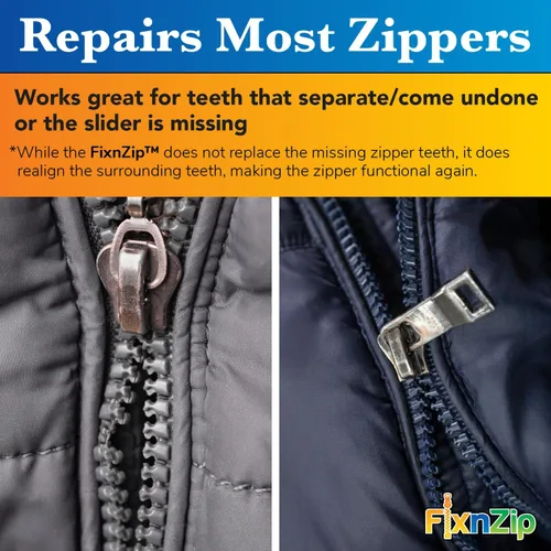 Miniatura 6 de FixNZip Paquete de reparación de cremallera de níquel negro pequeño, mediano y grande Reemplazo universal sin costuras deslizante para todas