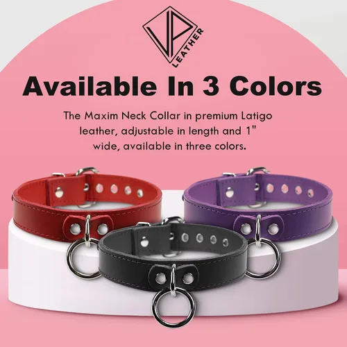 Miniatura 7 de VP Leather Martin I Collar – Stylish Adjustable Neck Collar for Men & Women - Top Grain Leather & Soft Lambskin, Fashionable Design w/Nickel Plated