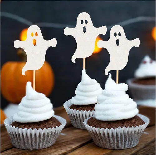 Miniatura 7 de 24 piezas de Halloween Baby Boo Cupcake Toppers Boo Ghost Cupcake Picks Baby Shower Halloween Boy Girl First Birthday Party Decoración Suministros