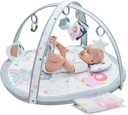 ibabejoy - Tapete de juego para bebé, gimnasio de juego basado en escenarios con 2 fundas lavables a máquina para recién nacidos a niños, tapete de