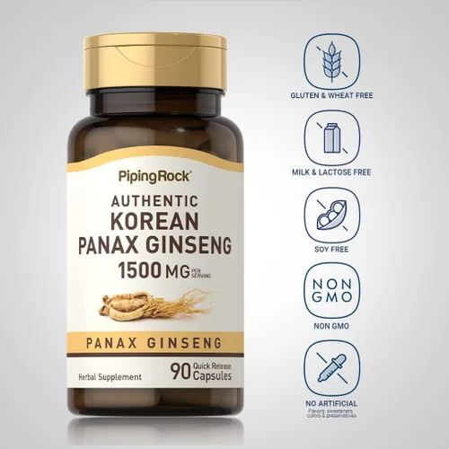 Miniatura 3 de Piping Rock Suplemento coreano de ginseng Panax 1500 mg 90 cápsulas Fórmula sin OMG y sin gluten