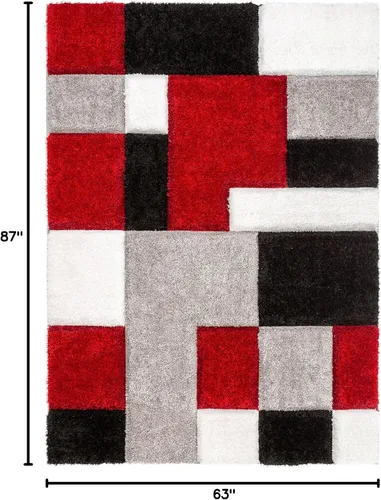 Miniatura 2 de Well Woven San Francisco Escondido Blush - Alfombra moderna geométrica texturizada 3D, gruesa y suave, 5 pies 3 pulgadas x 7 pies 3 pulgadas
