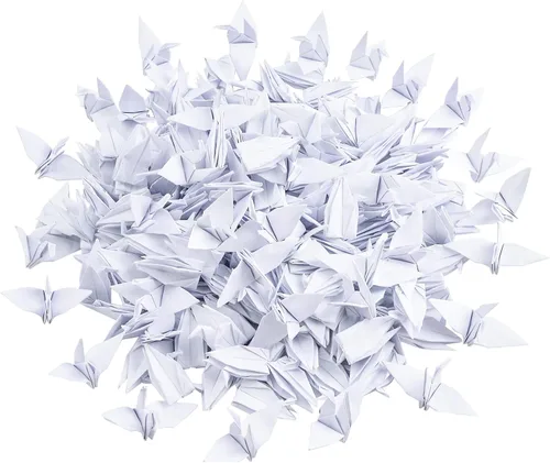 Miniatura 11 de WANDIC 50 grúas de papel de origami, hechas a mano, plegadas a mano, grúa de papel de origami, guirnalda de cuerda para decoración del hogar, fiesta