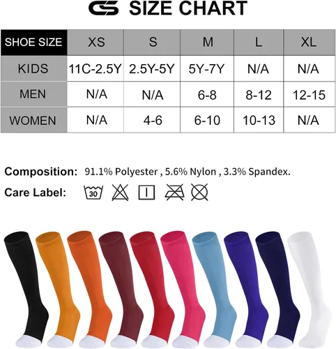 Miniatura 2 de CS CELERSPORT Paquete de 23 calcetines de béisbol y sóftbol para jóvenes y adultos, calcetines multideportivos