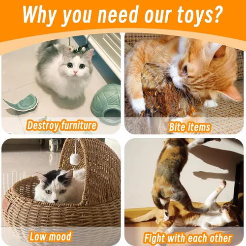 Miniatura 5 de Seyezo Juguetes de hierba gatera para gatos de interior, paquete de 5 juguetes para gatos, juguetes esponjosos de hierba gatera para masticar