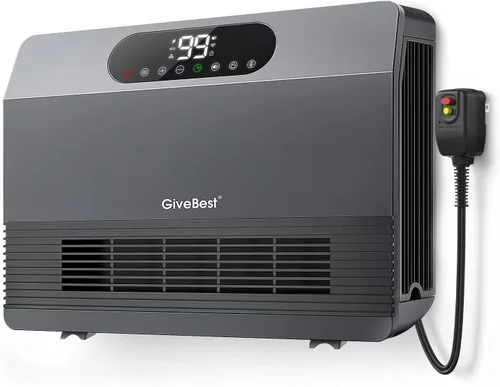 GiveBest Calentador de pared inteligente, calentador de espacio de calentamiento rápido de 1500 W para dormitorio, calentador eléctrico con Gris