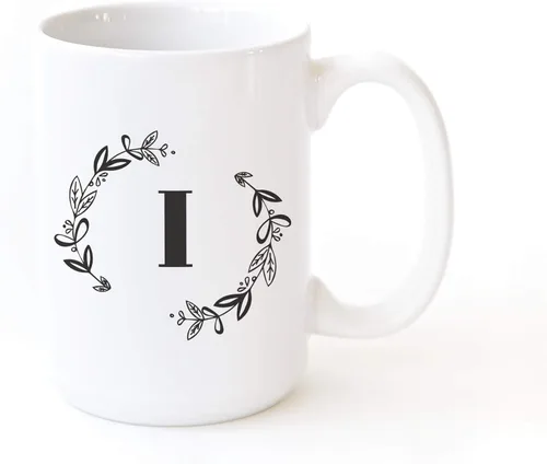 Miniatura 5 de The Cotton & Canvas Co. Botánico personalizado monograma inicial letra A taza de café porcelana cerámica taza de café para ella, para él