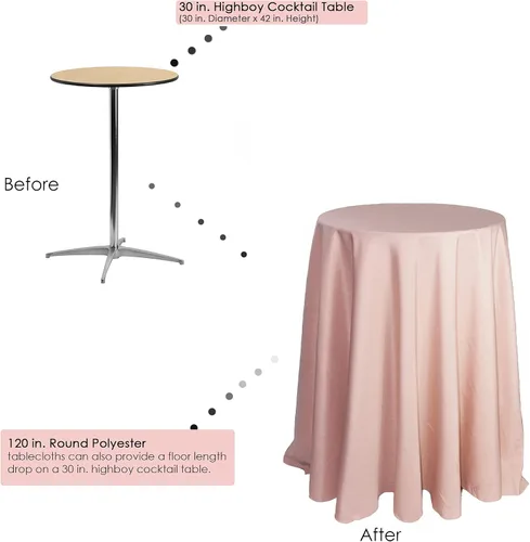 Miniatura 3 de YOUR CHAIR COVERS - Mantel redondo de poliéster prémium de 120 pulgadas - Mantel de lino color rubor para mesas redondas estándar Rosa (Blush)