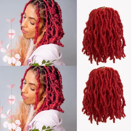 Miniatura 17 de Rastas cortas de ganchillo de pelo sintético de 14 pulgadas, 8 paquetes, nuevas rastas onduladas de ganchillo, trenzas de diosa suaves de ganchillo