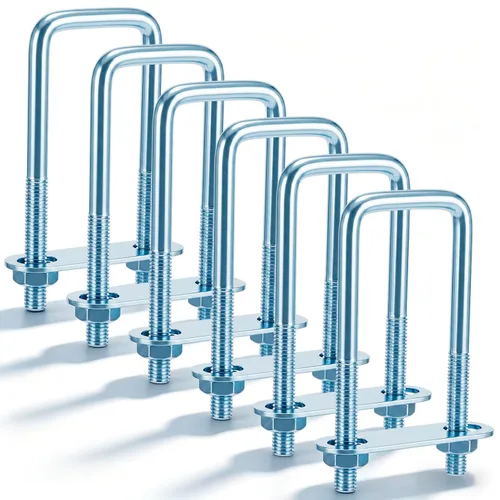 Miniatura 16 de Dunzy 6 pernos cuadrados en U chapados en zinc, perno en U de acero al carbono resistente, suministros industriales y científicos para tubo