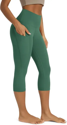 Miniatura 28 de ODODOS - Leggings capri de cintura alta para mujer con bolsillos, control de abdomen, no se transparentan, para entrenamiento atlético, running
