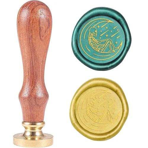 Miniatura 16 de CRASPIRE Sello de cera de Navidad con diseño de copos de nieve, cornamenta de árbol, retro, 0.98 pulgadas, latón extraíble con mango de madera