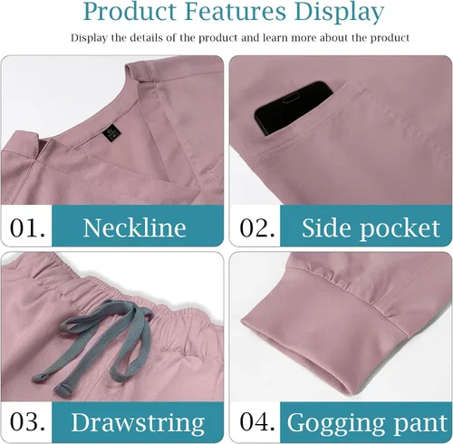 Miniatura 3 de VIAOLI Conjunto de ropa quirúrgica para mujer, conjunto de camiseta médica y pantalón deportivo, ropa de trabajo, traje deportivo moderno y clínico