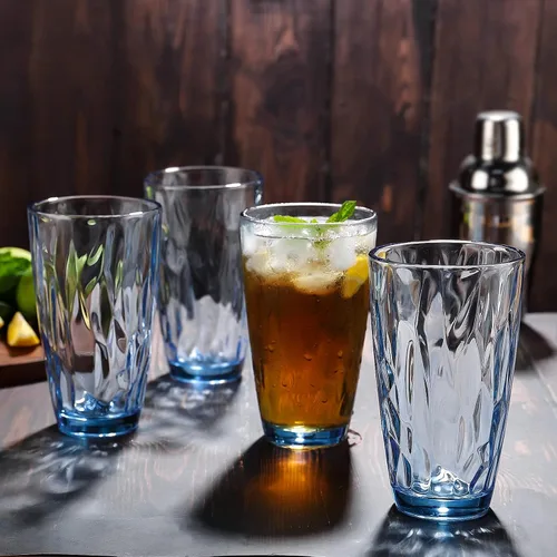 Miniatura 7 de CREATIVELAND Highball - Juego de 6 vasos de vidrio, color azul claro, para agua, cóctel, jugo, cerveza, café helado, cristalería azul transparente