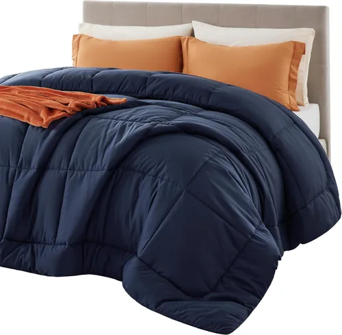 Bedsure - Edredón de color liso Azul marino