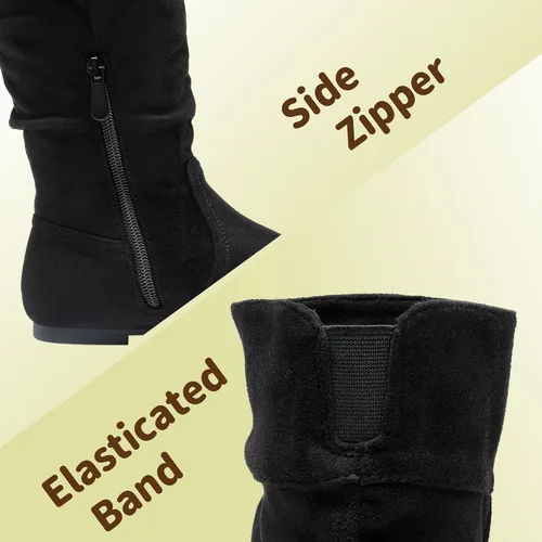 Miniatura 3 de DREAM PAIRS - Botas de invierno para montar en bicicleta para niñas, altura hasta la rodilla, piel sintética (niñas pequeñas, medianas y grandes)