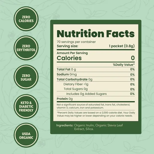 Miniatura 2 de SweetLeaf Paquetes de polvo de stevia orgánica, edulcorante cero calorías con extracto de hoja de stevia, sin aditivo edulcorante artificial, sin