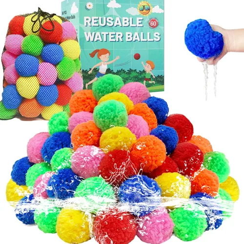 60 Piezas Pelotas de Agua Reutilizables, Globos de Agua Reutilizables para Juguetes y Juegos al Aire Libre, Juguetes de Agua para Niños y Adultos