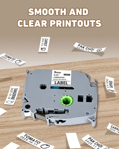 Miniatura 5 de Weemay Paquete de 4 cintas TZe-221 TZe221 compatibles con Brother TZ 0.354 in 0.35 cinta blanca laminada TZe TZ TZ221 TZ-221 3/8 etiqueta laminada
