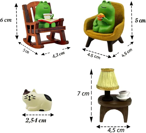 Miniatura 4 de Refintural Estatua de figuras de rana en miniatura, adorables coleccionables de rana para decoración de escritorio y dormitorio, decoración perfecta