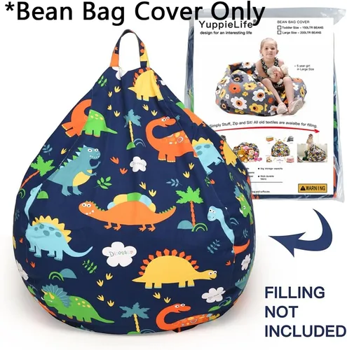 Miniatura 2 de YuppieLife Funda para puf de almacenamiento para niños (sin relleno), organizador de juguetes, sofá con asa de transporte, disponible para niños