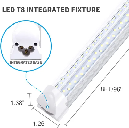Miniatura 2 de Lámpara LED de tienda de 8 pies, forma de V, 120 W, 14400 lúmenes, 6000 K (blanco frío), lámpara de tubo integrada T8 de 8 pies y 96 pulgadas, Plug