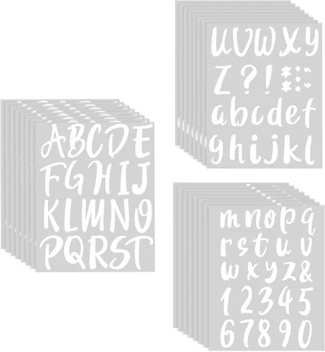 Miniatura 16 de Outus 576 piezas de 8 hojas de calcomanías autoadhesivas de vinilo, letras del alfabeto, números, buzones, calcomanías para decoración de aula