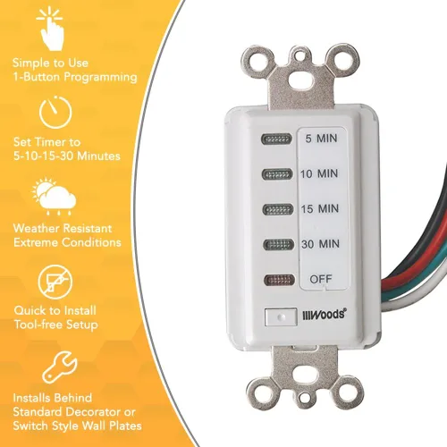 Miniatura 2 de Woods 59007WD Decora - Temporizador digital de cuenta regresiva (30 minutos), para pared, 59007, 120 volts