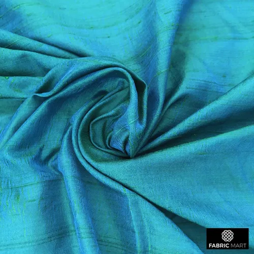 Miniatura 3 de Fabric Mart Direct Tela Dupioni de seda azul, turquesa por el patio, 1 yarda 41 pulgadas de ancho Slubbed Dupioni Silk Solid Color Azul Combinación