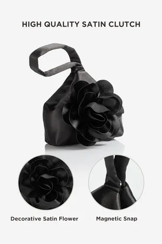Miniatura 4 de BABEYOND Bolsos de mano para mujer, bolsos de noche de satén con flores, bolso de pulsera elegante para fiestas, uso diario, boda