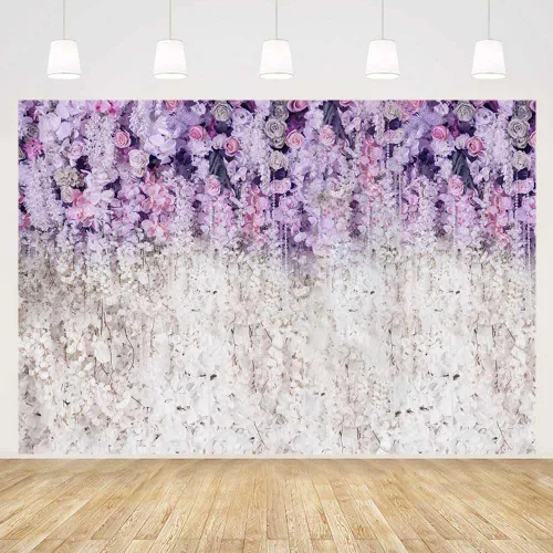 MEHOFOND Fondo de estudio fotográfico floral lavanda y blanco para despedida de soltera, fondo de estudio fotográfico, morado claro, lila, telón de