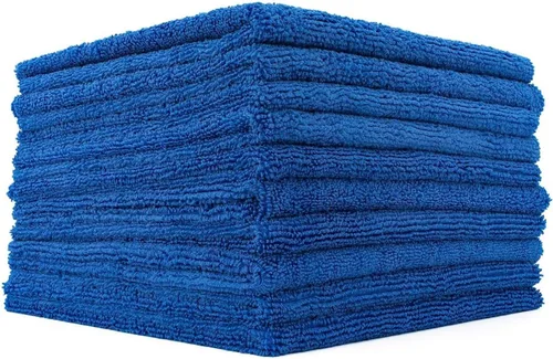 The Rag Company - Toallas de microfibra 365 sin bordes (paquete de 10) Mezcla premium 70/30, pulido profesional, eliminación de cera, detallado Azul