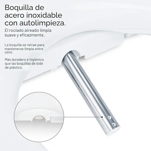 Miniatura 7 de Brondell SE400-EW Swash SE400 - Asiento de inodoro con bidé eléctrico, con asiento calefactado, boquilla oscilante de acero inoxidable, secadora