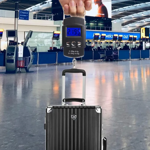 Miniatura 6 de Báscula de pesca, máx. 110 libras110.2 lbs, balanza de equipaje retroiluminada, pantalla LCD portátil, balanza digital para colgar con cinta métrica.