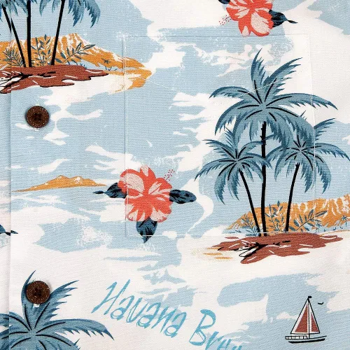 Miniatura 5 de Camisas hawaianas de algodón de ajuste regular de manga corta con botones para hombre