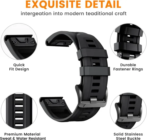 Miniatura 3 de NotoCity Compatible con Fenix 7/Fenix 6/Fenix 5, banda de reloj de silicona QuickFit de 0.866 pulgadas para Fenix 8 1.772 pulgadas/Fenix 7 Pro/Fenix