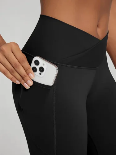 Miniatura 3 de ODODOS Leggings Suaves como Mantequilla de Cintura Cruzada con Bolsillos para Mujeres, ODCLOUD Pantalones de Yoga Lounge Cruzados de 25" / 28