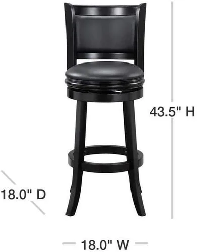 Miniatura 3 de Boraam Augusta - Taburete giratorio de altura de barra, 29 pulgadas, negro