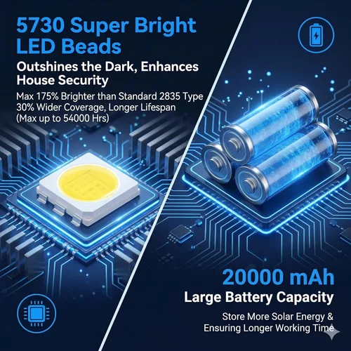 Miniatura 6 de LANGY 2PACK Luces solares de calle para exteriores 200000 lúmenes con control remoto, sensor de movimiento de atardecer a amanecer, lámpara solar