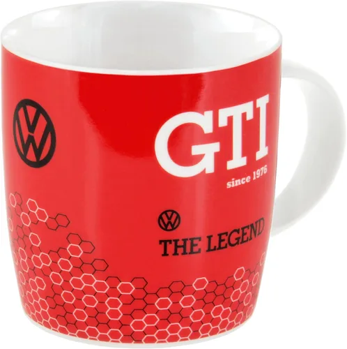 BRISA VW Collection - Taza de cerámica para café, té y capuchino, diseño GTI Golf (12.5 fl oz/12.5 fl oz/GTI The Legend/rojo)